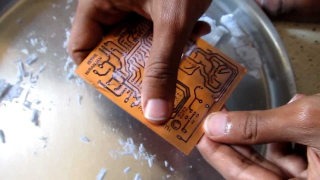 2nd step polish pcb to expose copper film --- How to Clone Multilayer Printed Circuit Board Gerber